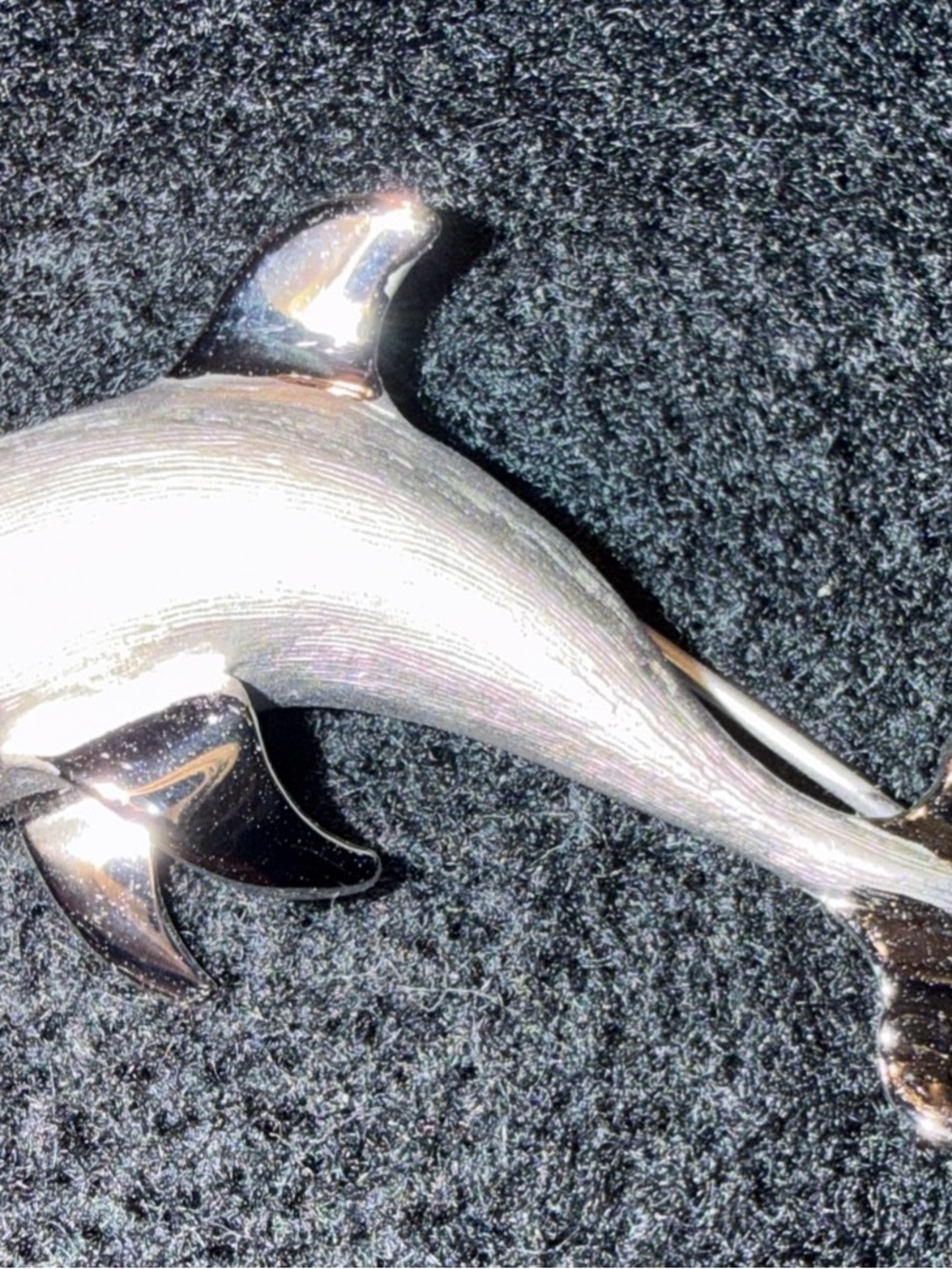 Dolphin pin brooch, sterling silver